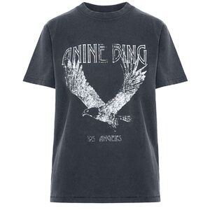 ANINE BING
WASHED BLACK LILI T-SHIRT EAGLE, EUC smoke free home